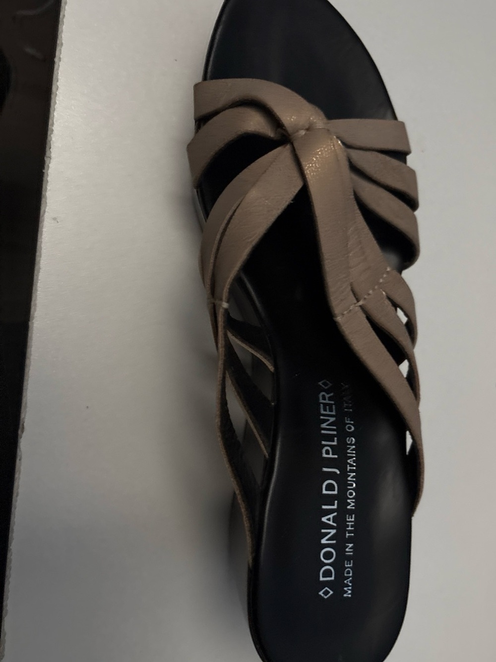 Donald J. Pliner Taupe Strappy Slide Mule